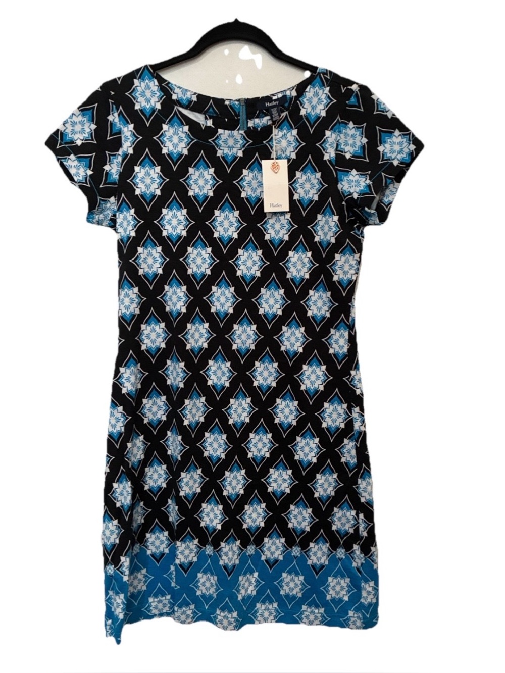 Hatley Black and Blue Geometric Midi Dress